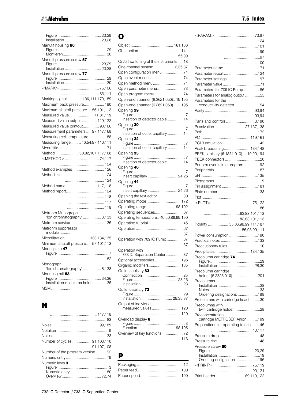 5 index | Metrohm 732 IC Detector User Manual | Page 220 / 223