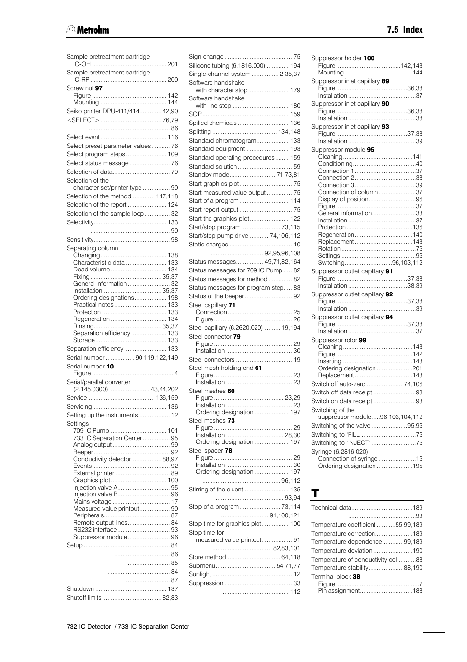 5 index | Metrohm 732 IC Detector User Manual | Page 222 / 223