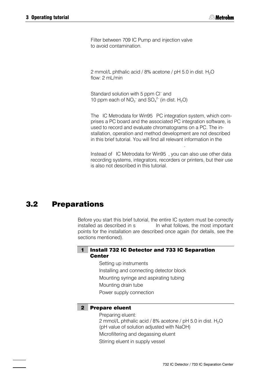 2 preparations | Metrohm 732 IC Detector User Manual | Page 53 / 223