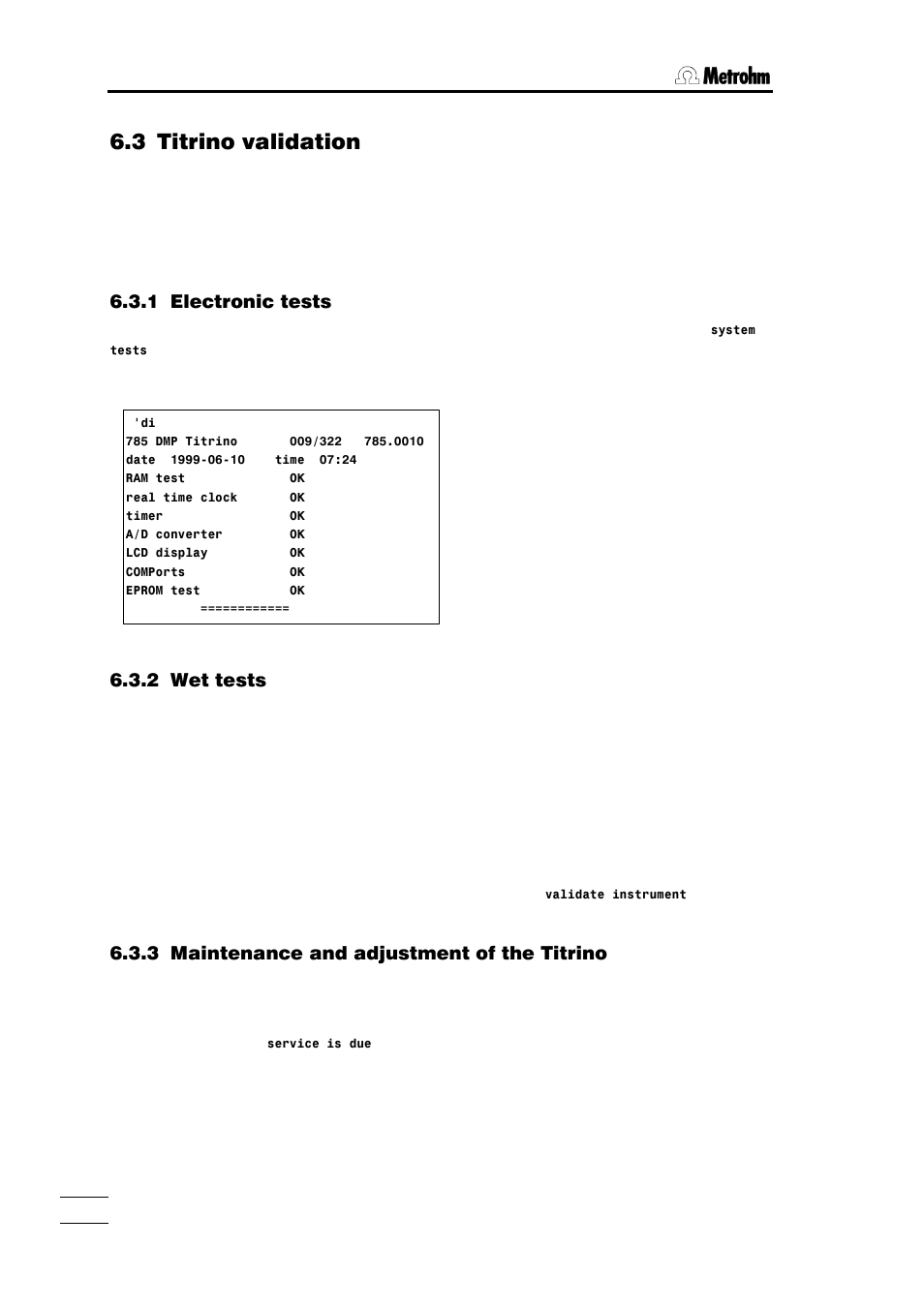 3 titrino validation | Metrohm 785 DMP Titrino User Manual | Page 171 / 182