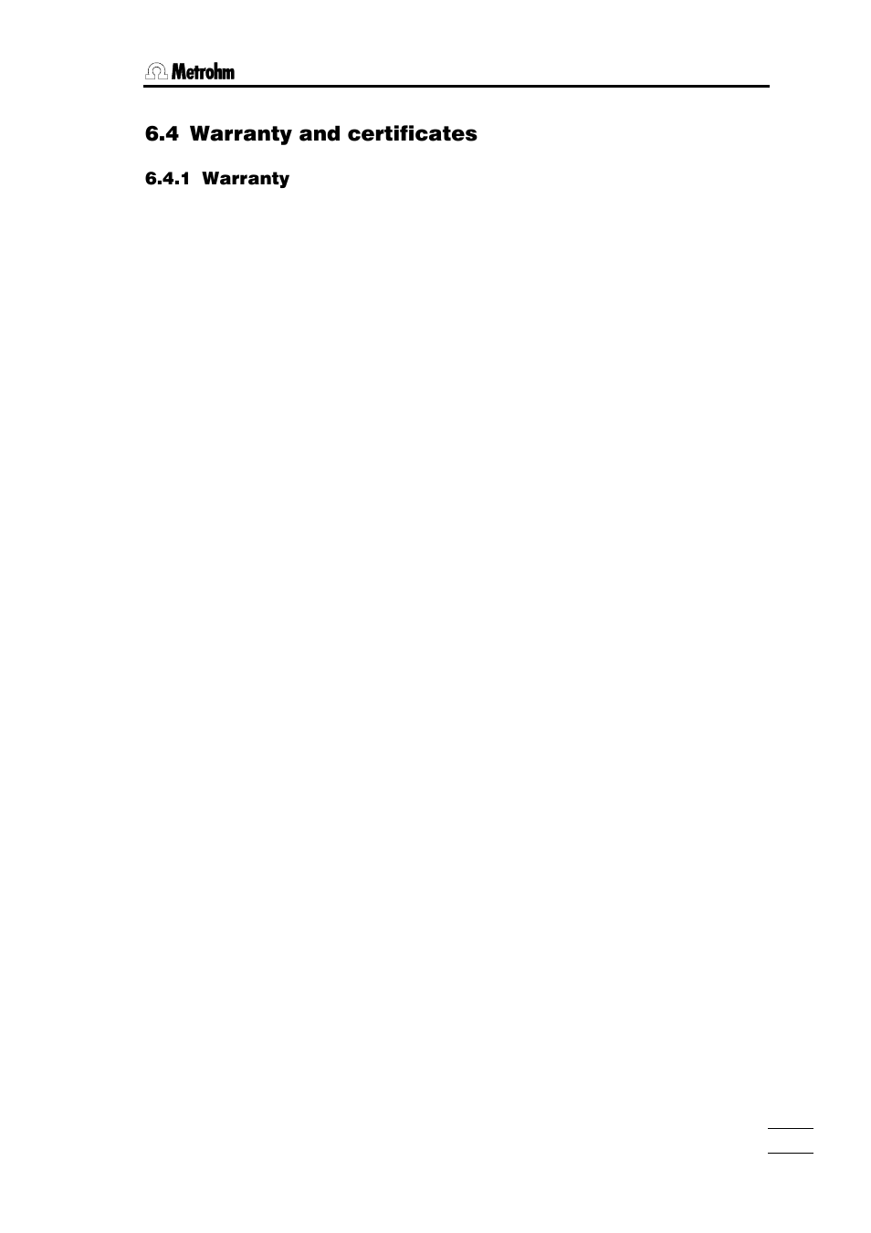4 warranty and certificates | Metrohm 785 DMP Titrino User Manual | Page 172 / 182