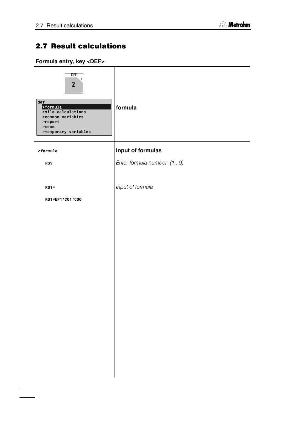 7 result calculations | Metrohm 785 DMP Titrino User Manual | Page 41 / 182