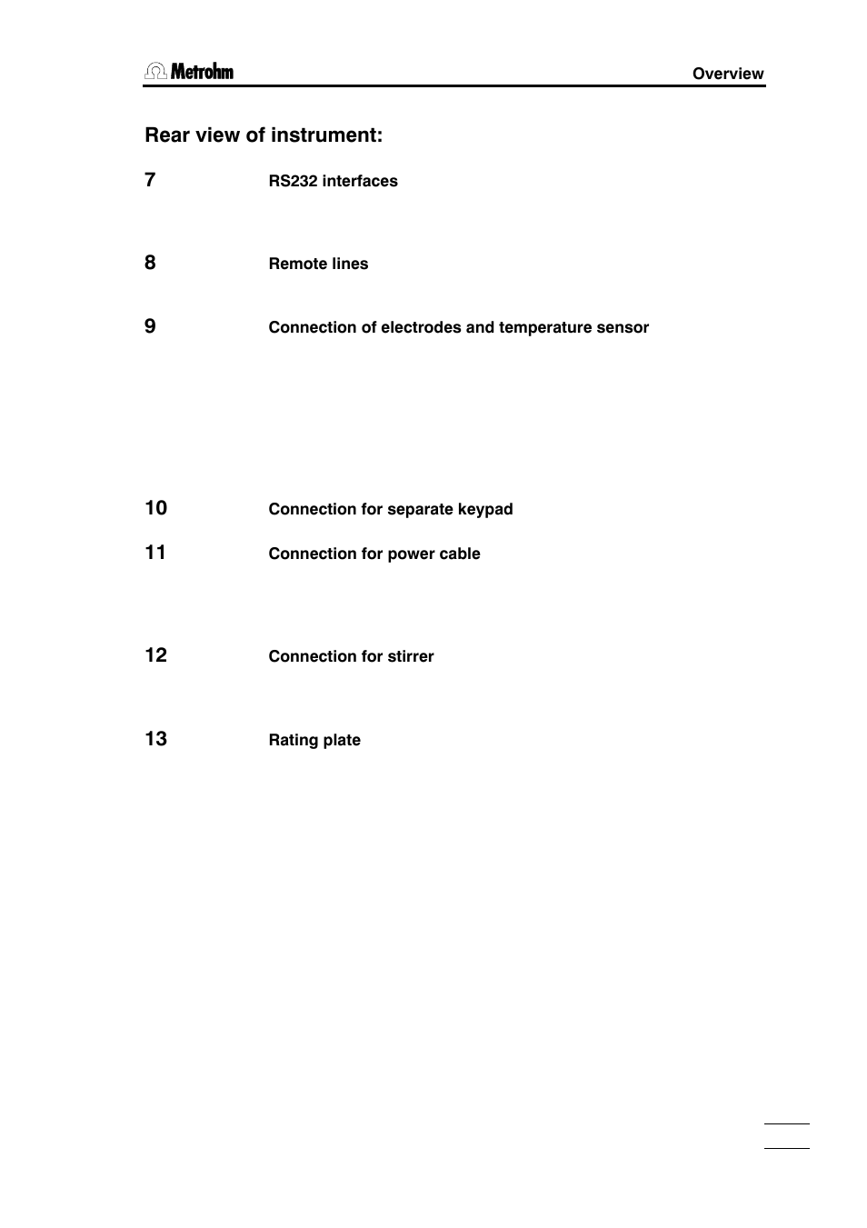 Rear view of instrument: 7 | Metrohm 785 DMP Titrino User Manual | Page 6 / 182