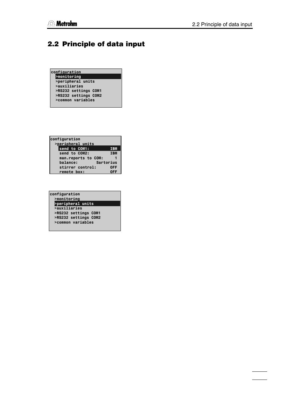 2 principle of data input | Metrohm 785 DMP Titrino User Manual | Page 8 / 182