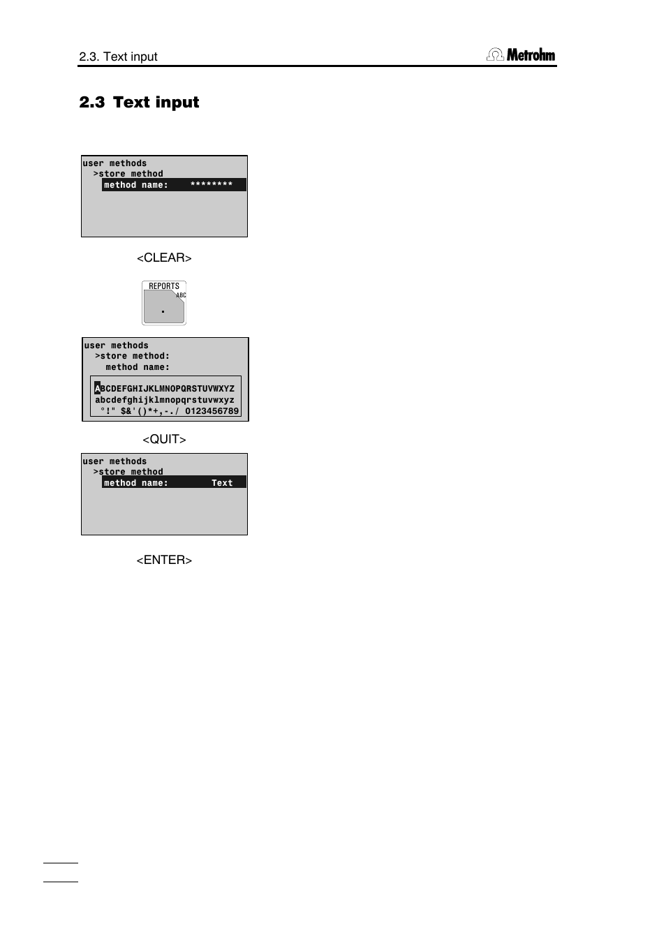 3 text input | Metrohm 785 DMP Titrino User Manual | Page 9 / 182