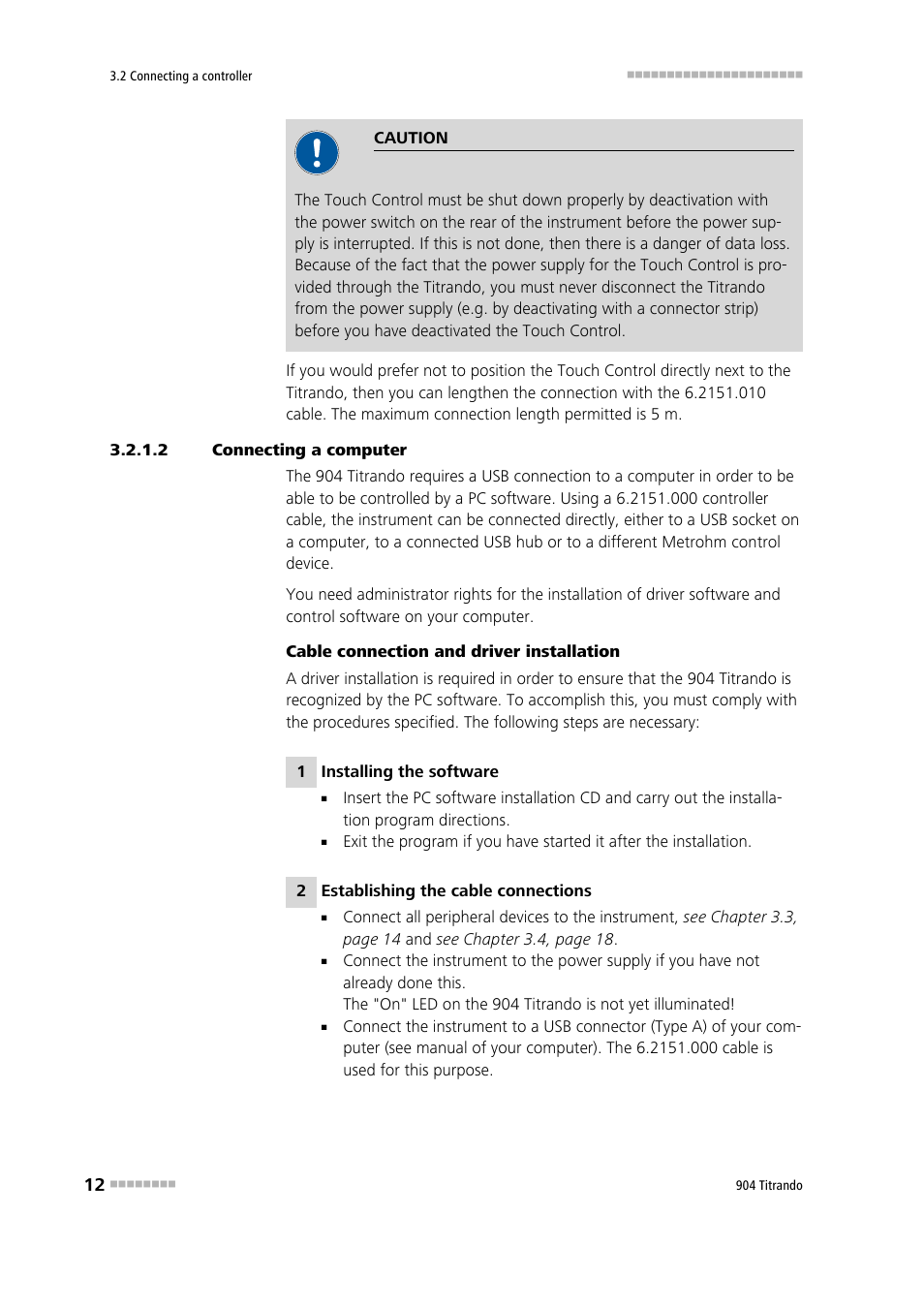 2 connecting a computer | Metrohm 904 Titrando User Manual | Page 20 / 58