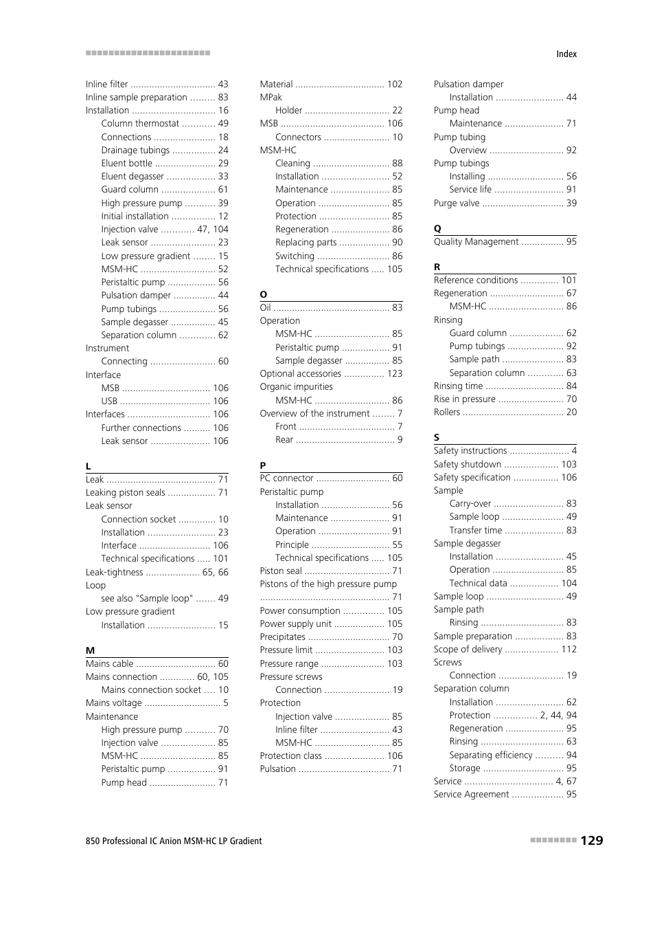 Metrohm 850 Professional IC Anion MSM-HC - LP-Gradient User Manual | Page 139 / 140