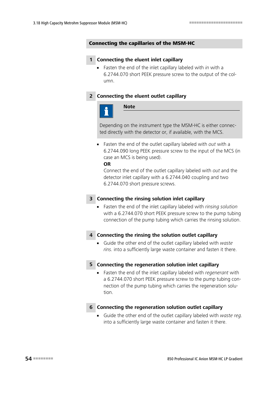 Metrohm 850 Professional IC Anion MSM-HC - LP-Gradient User Manual | Page 64 / 140