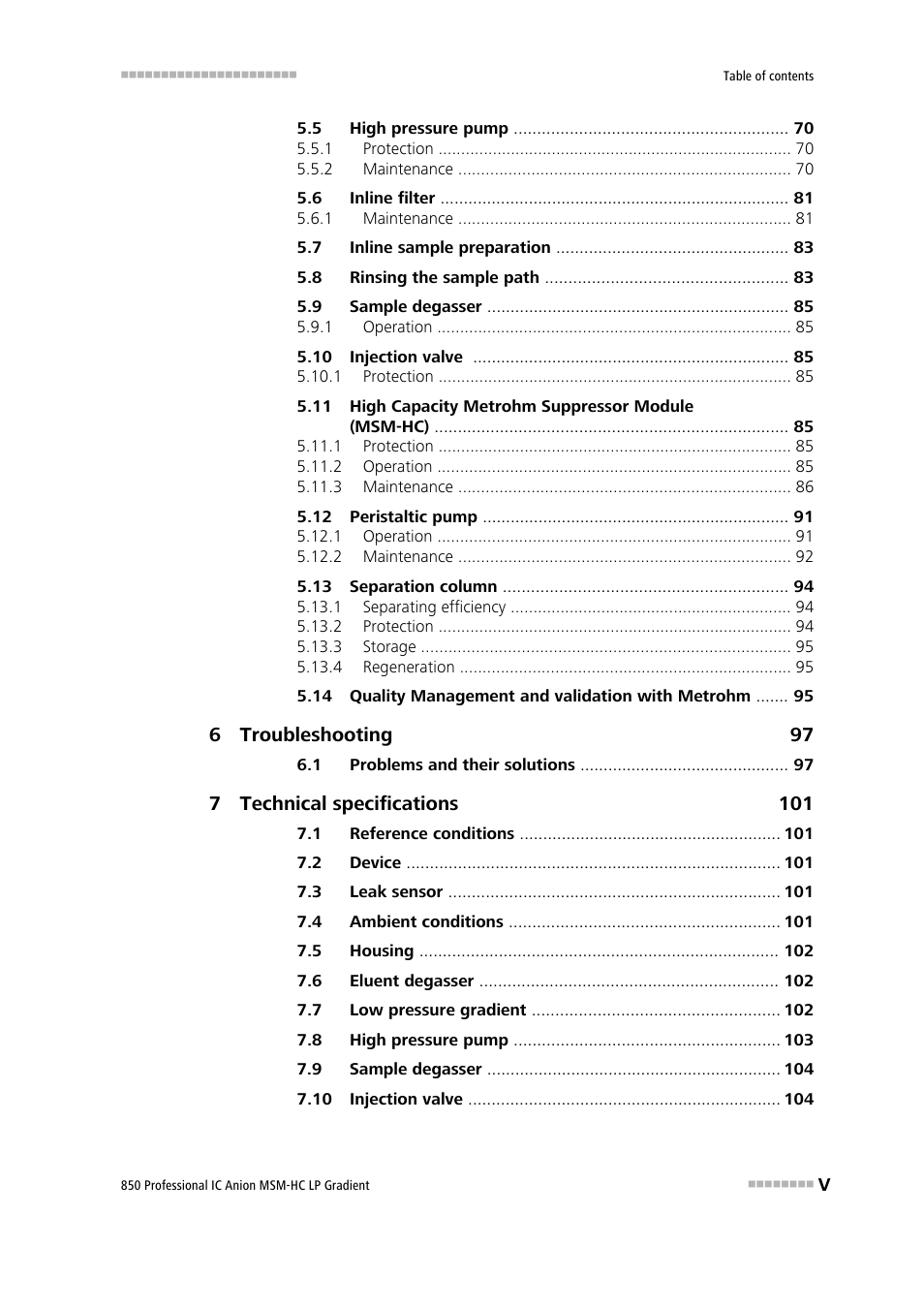 Metrohm 850 Professional IC Anion MSM-HC - LP-Gradient User Manual | Page 7 / 140