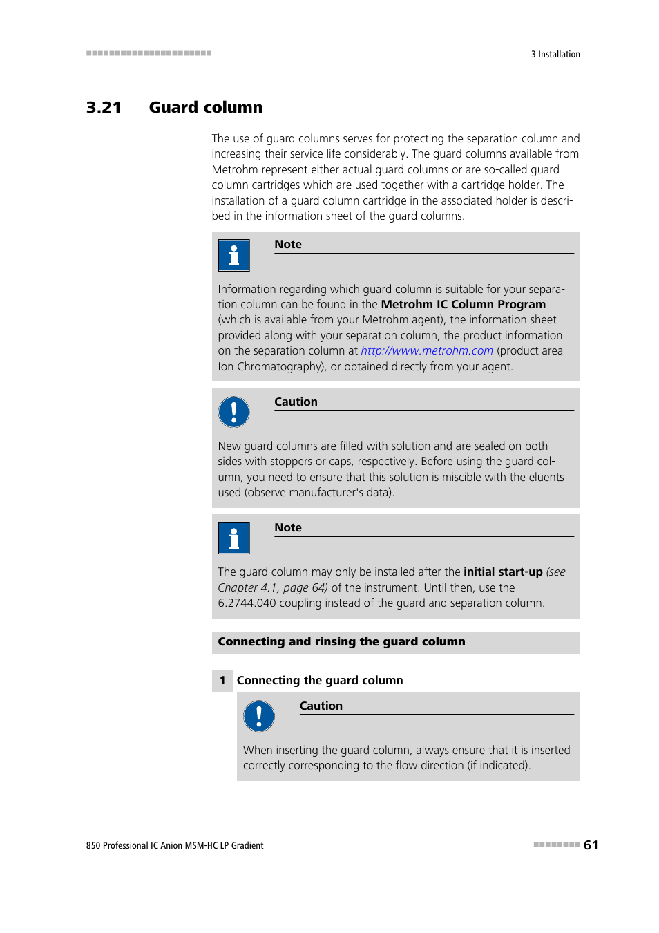 21 guard column | Metrohm 850 Professional IC Anion MSM-HC - LP-Gradient User Manual | Page 71 / 140