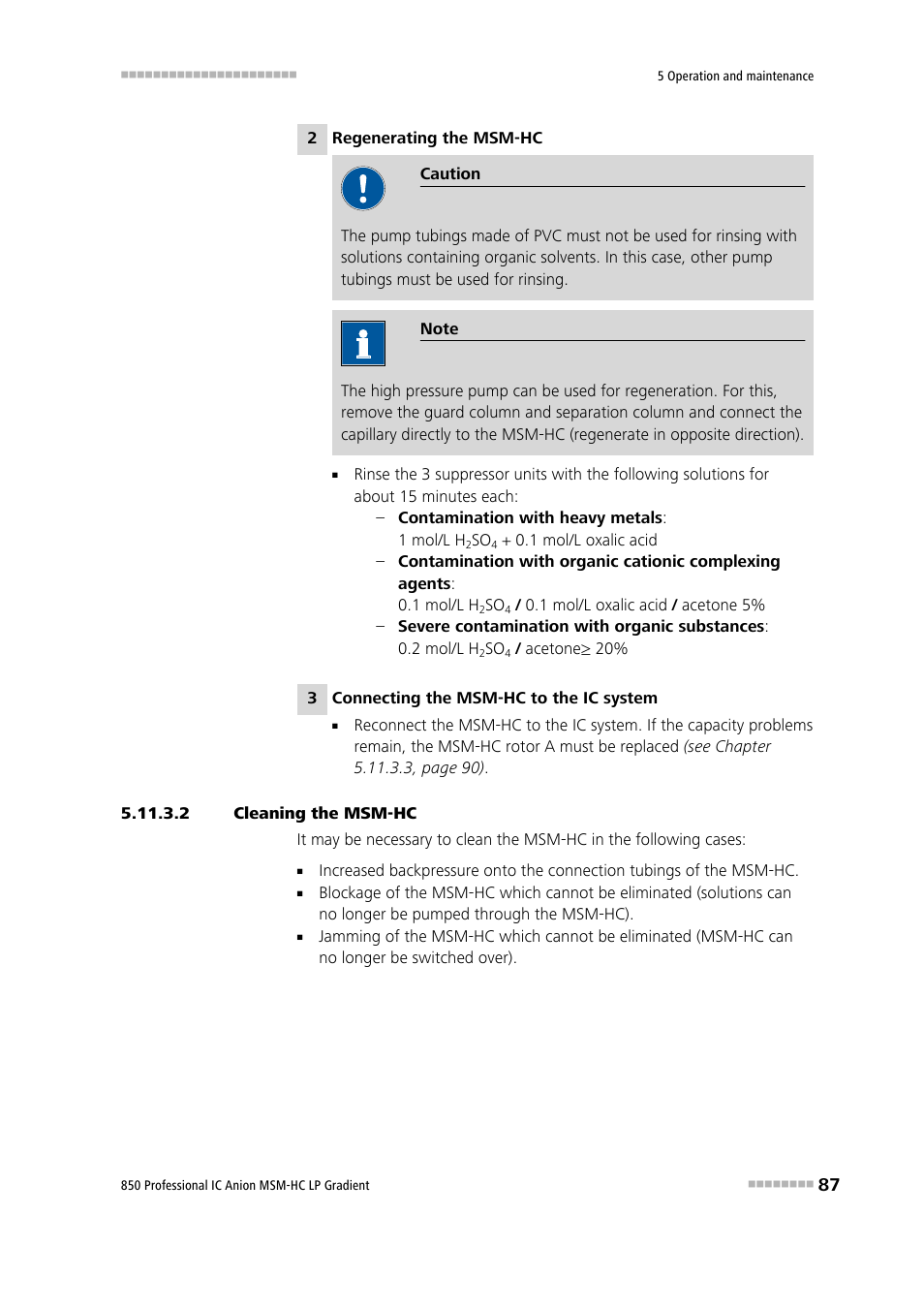 2 cleaning the msm‑hc | Metrohm 850 Professional IC Anion MSM-HC - LP-Gradient User Manual | Page 97 / 140