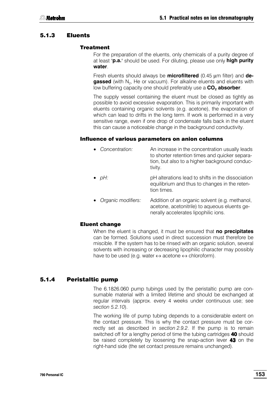 3 eluents, 4 peristaltic pump | Metrohm 790 Personal IC User Manual | Page 162 / 207