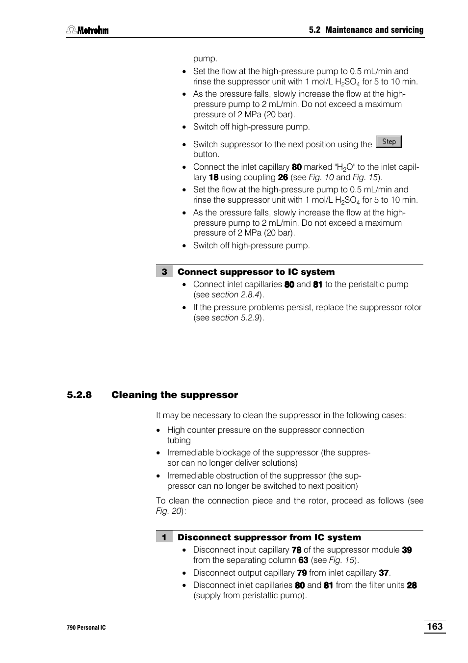 8 cleaning the suppressor | Metrohm 790 Personal IC User Manual | Page 172 / 207