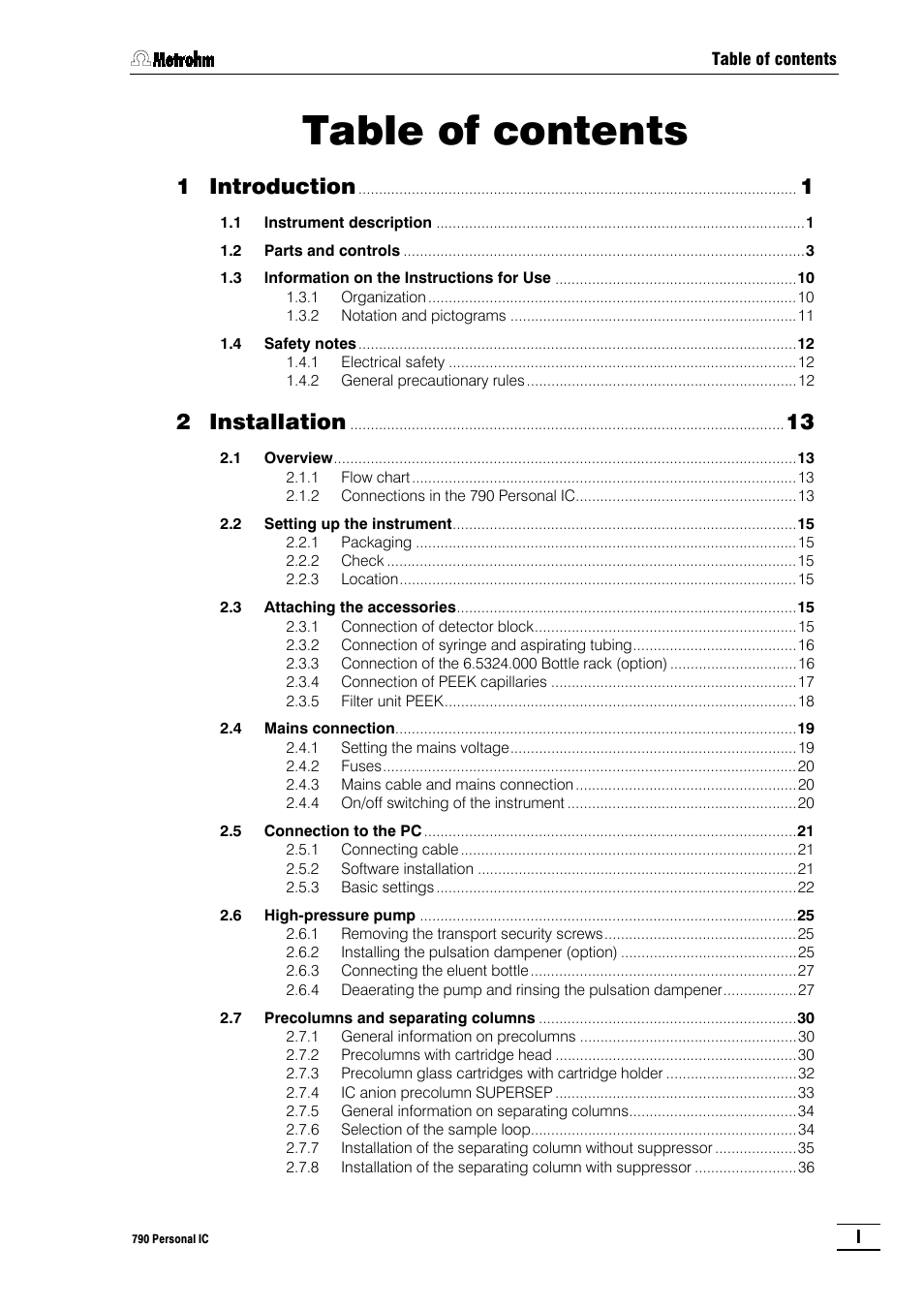 Metrohm 790 Personal IC User Manual | Page 2 / 207