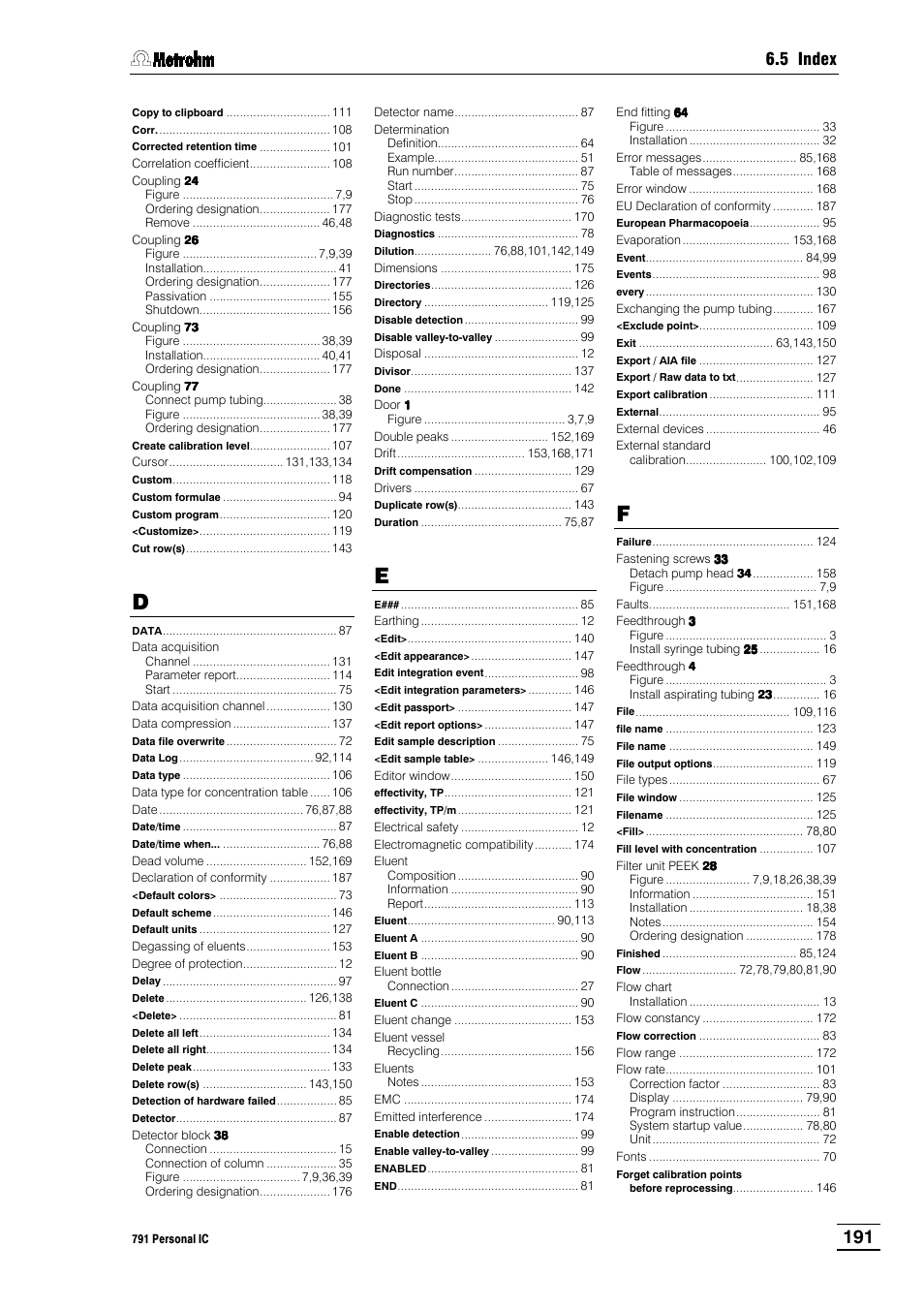 5 index | Metrohm 790 Personal IC User Manual | Page 200 / 207