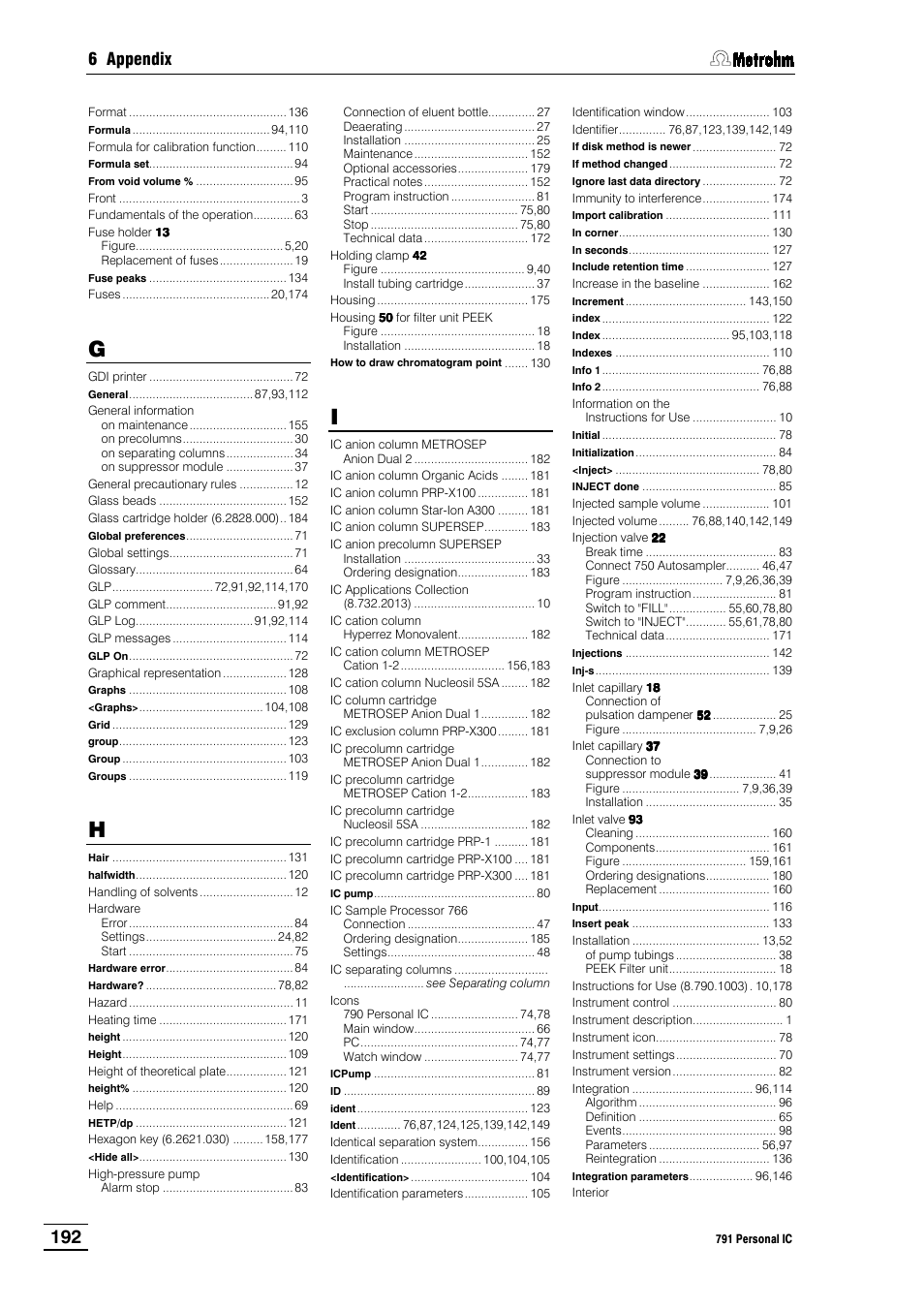 6 appendix | Metrohm 790 Personal IC User Manual | Page 201 / 207