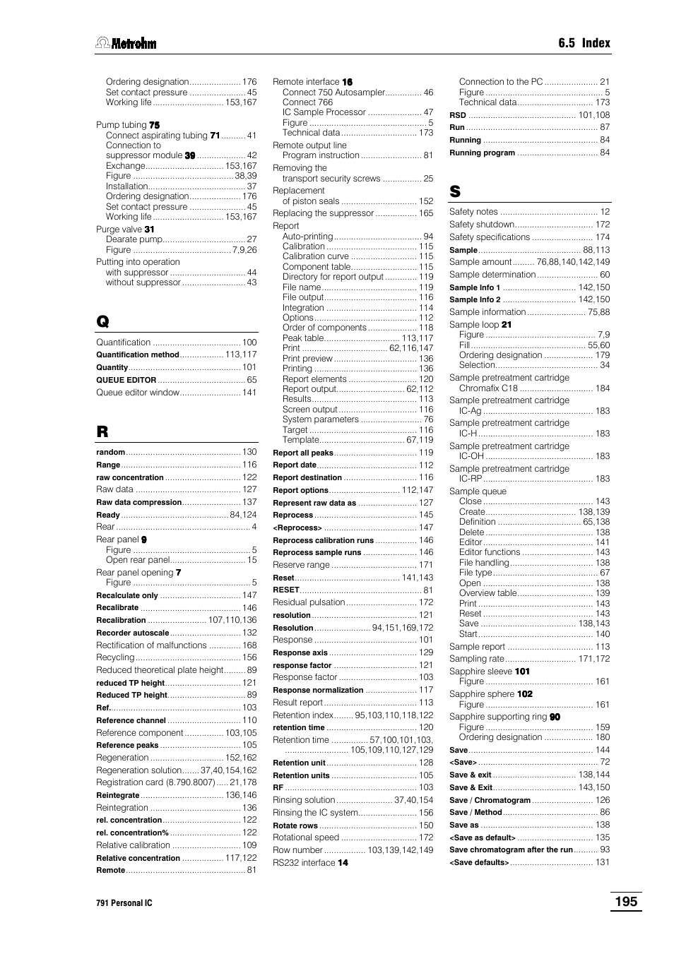 5 index | Metrohm 790 Personal IC User Manual | Page 204 / 207