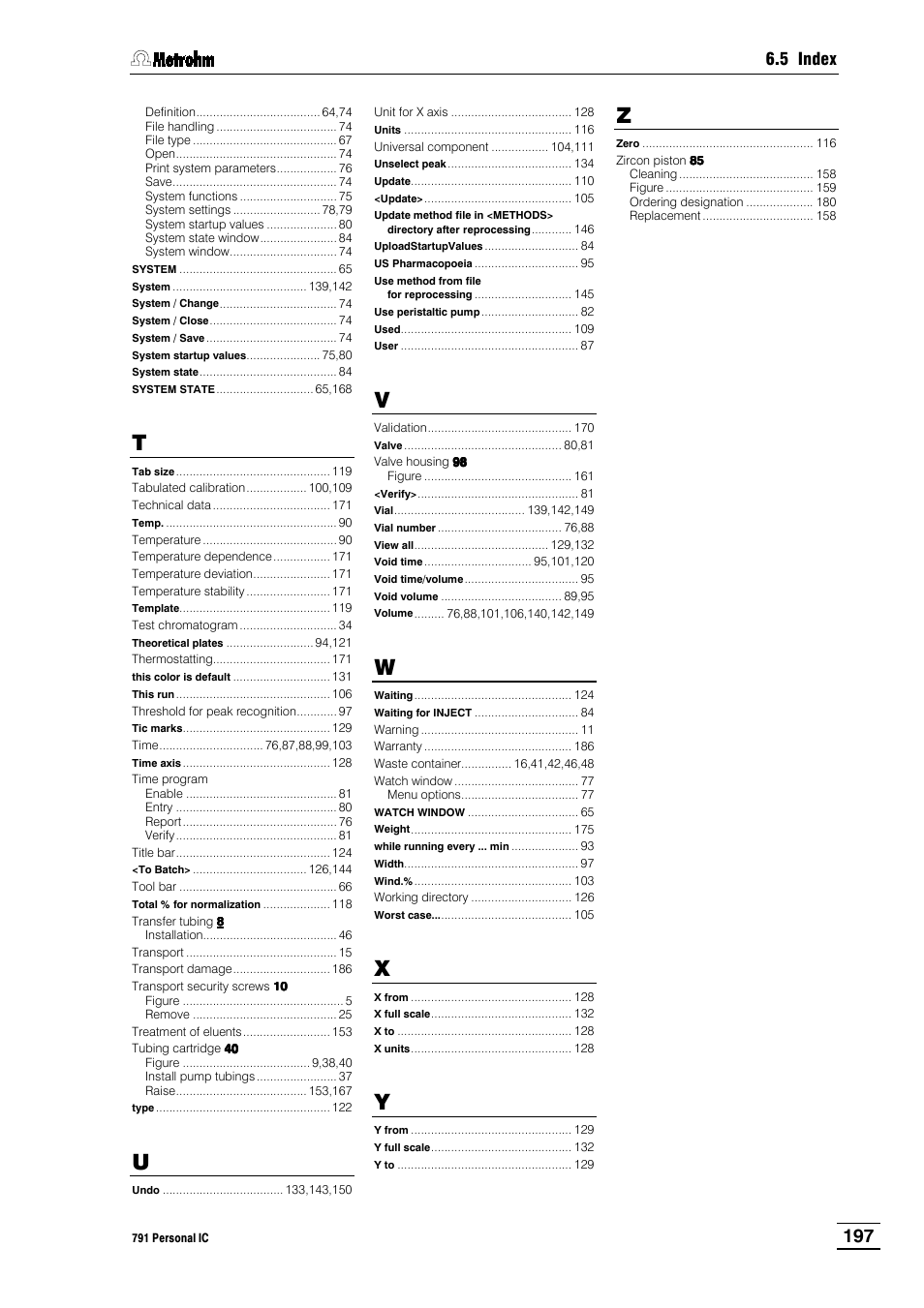 5 index | Metrohm 790 Personal IC User Manual | Page 206 / 207