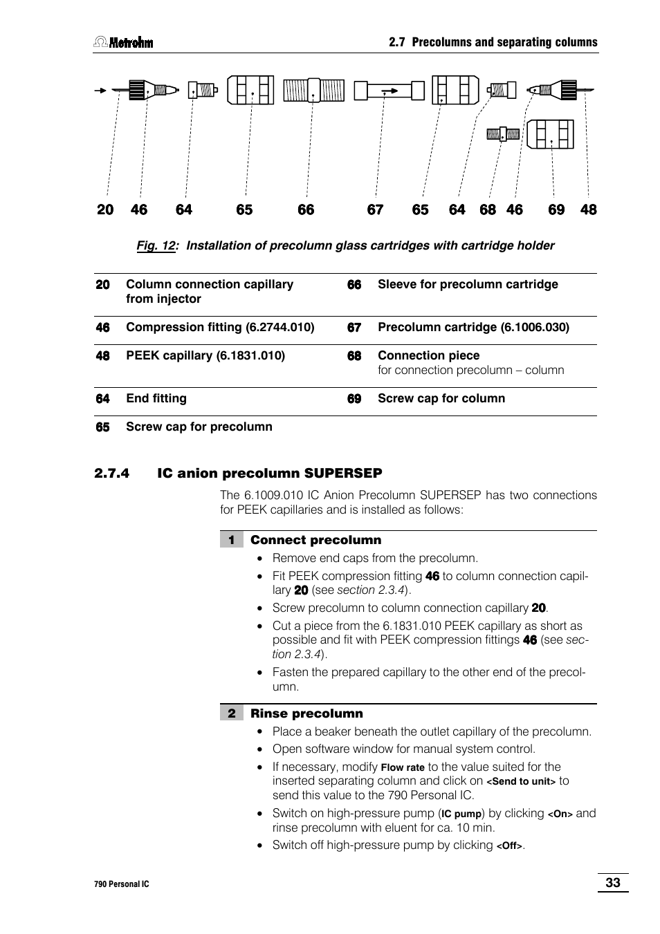 4 ic anion precolumn supersep | Metrohm 790 Personal IC User Manual | Page 42 / 207