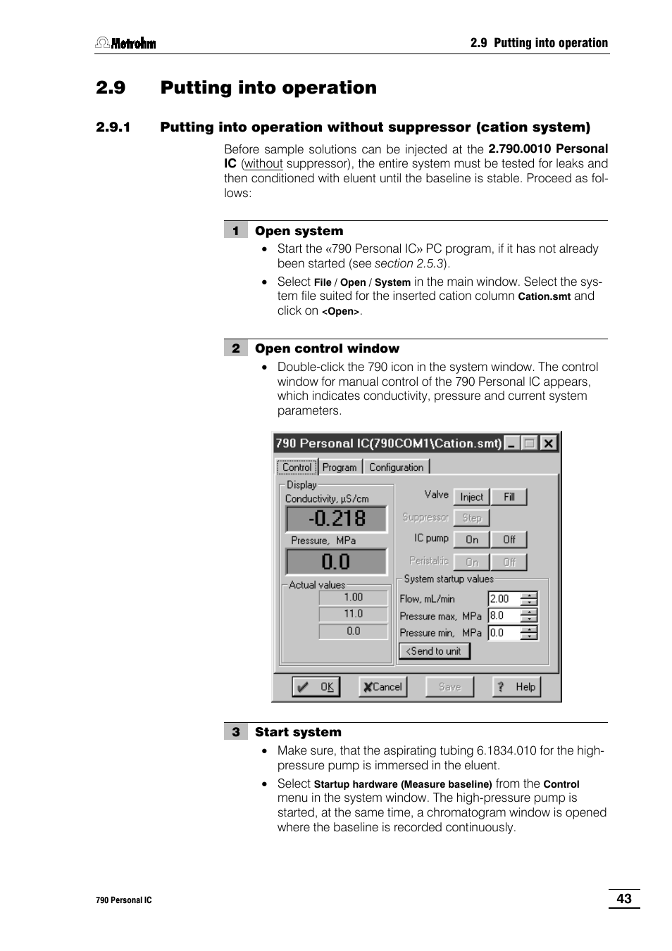 9 putting into operation | Metrohm 790 Personal IC User Manual | Page 52 / 207