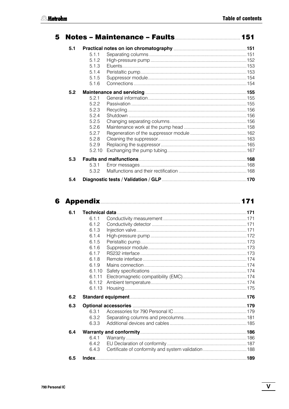 6 appendix | Metrohm 790 Personal IC User Manual | Page 6 / 207