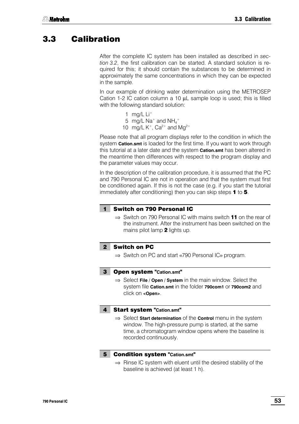 3 calibration | Metrohm 790 Personal IC User Manual | Page 62 / 207