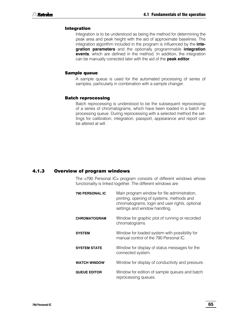 3 overview of program windows | Metrohm 790 Personal IC User Manual | Page 74 / 207