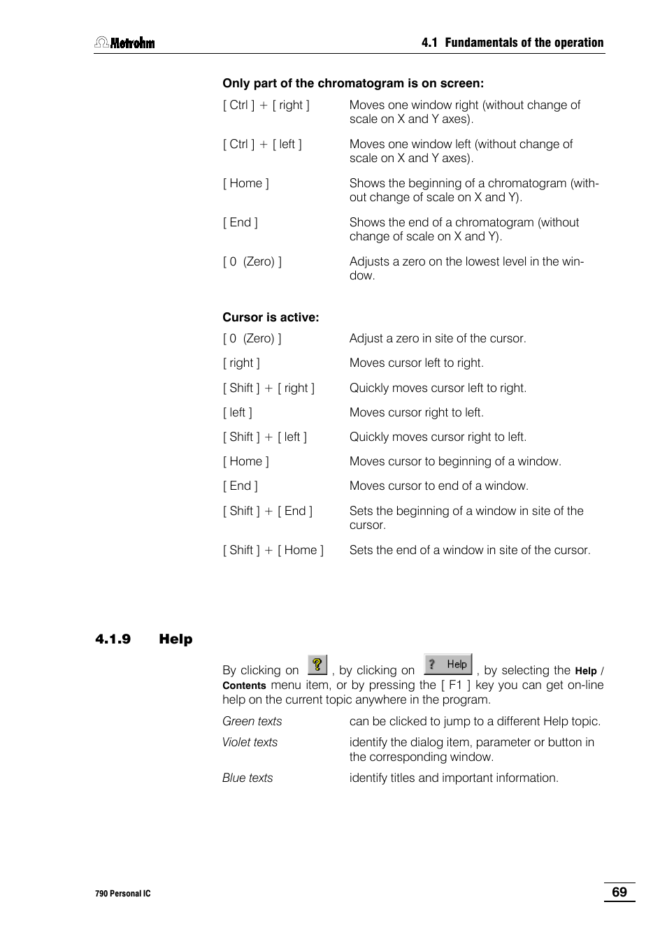 9 help | Metrohm 790 Personal IC User Manual | Page 78 / 207