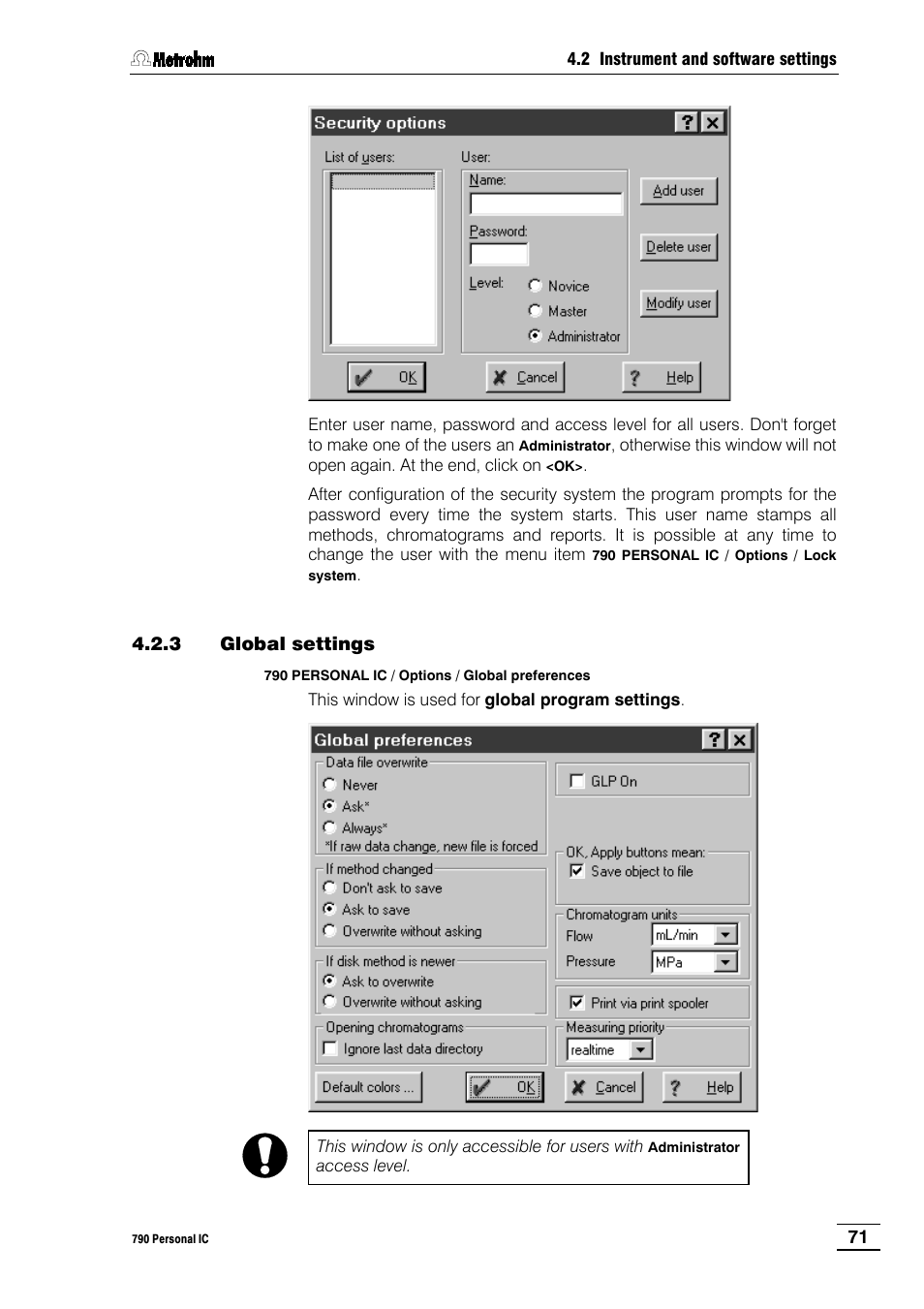 3 global settings | Metrohm 790 Personal IC User Manual | Page 80 / 207