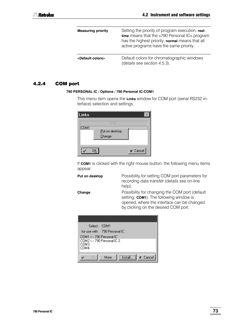 4 com port | Metrohm 790 Personal IC User Manual | Page 82 / 207