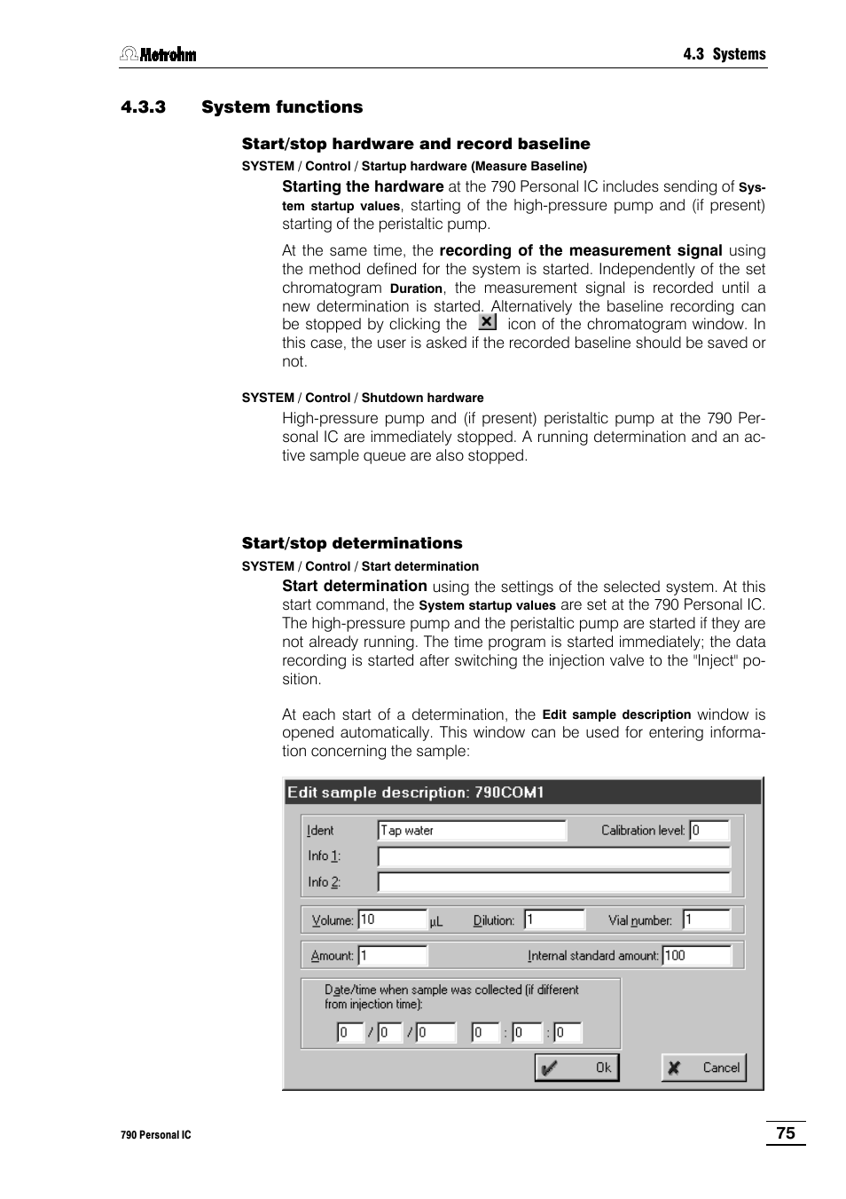 3 system functions | Metrohm 790 Personal IC User Manual | Page 84 / 207
