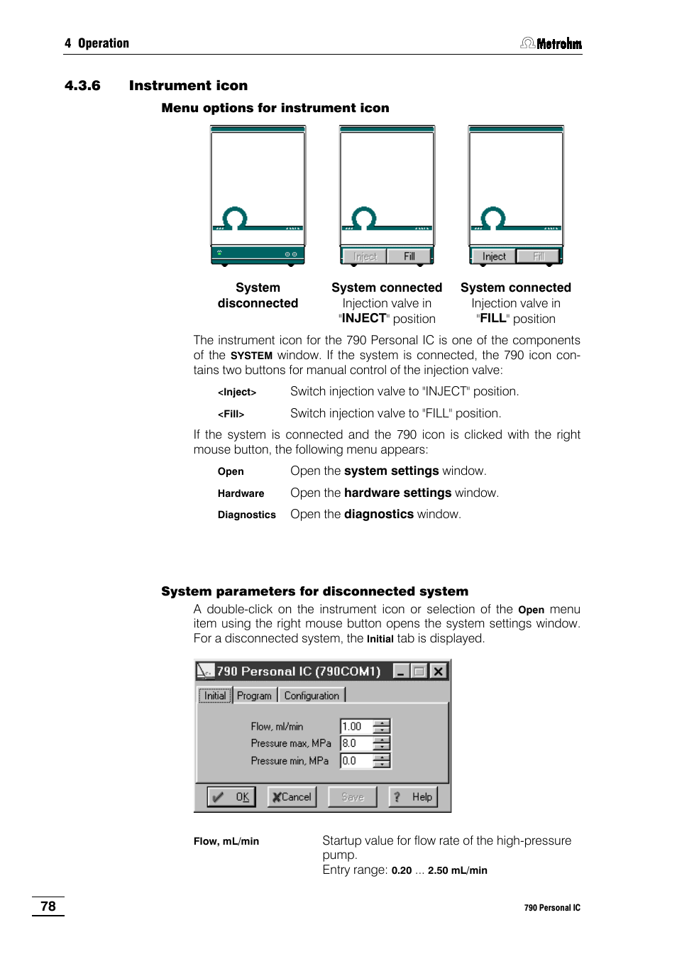 6 instrument icon, 6 instrument, Icon | 7 system state window, Status messages error messages | Metrohm 790 Personal IC User Manual | Page 87 / 207