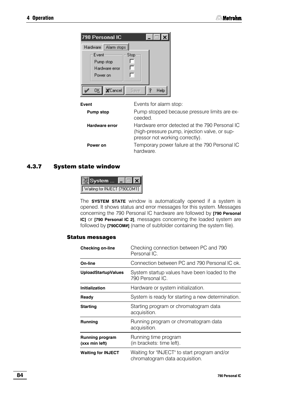 7 system state window | Metrohm 790 Personal IC User Manual | Page 93 / 207