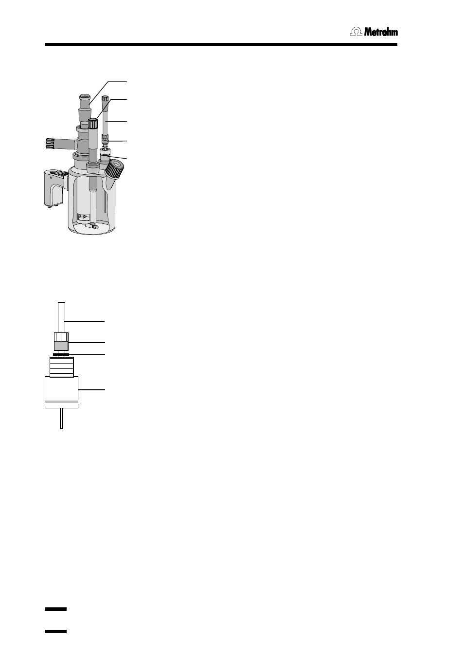 1 célula coulométrica del 756 coulómetro kf, 2 recipiente de titración con los titrinos | Metrohm 768 KF Oven User Manual | Page 51 / 67