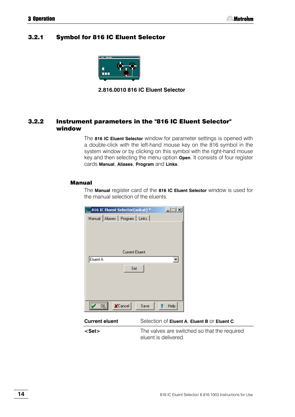 1 symbol for 816 ic eluent selector, Symbol for 816 ic eluent selector | Metrohm 816 IC Eluent Selector User Manual | Page 20 / 32