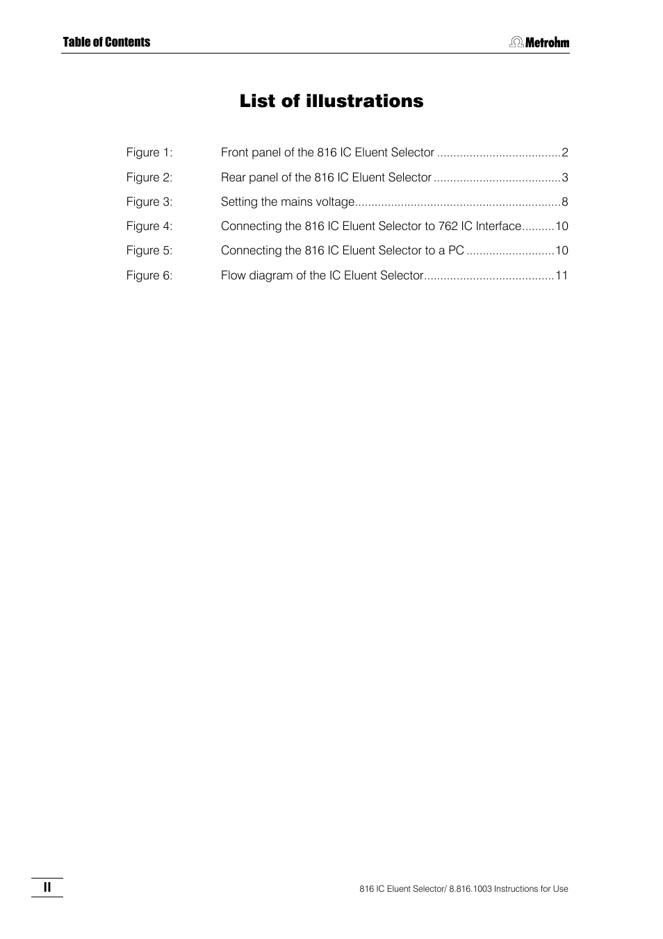 List of illustrations | Metrohm 816 IC Eluent Selector User Manual | Page 6 / 32