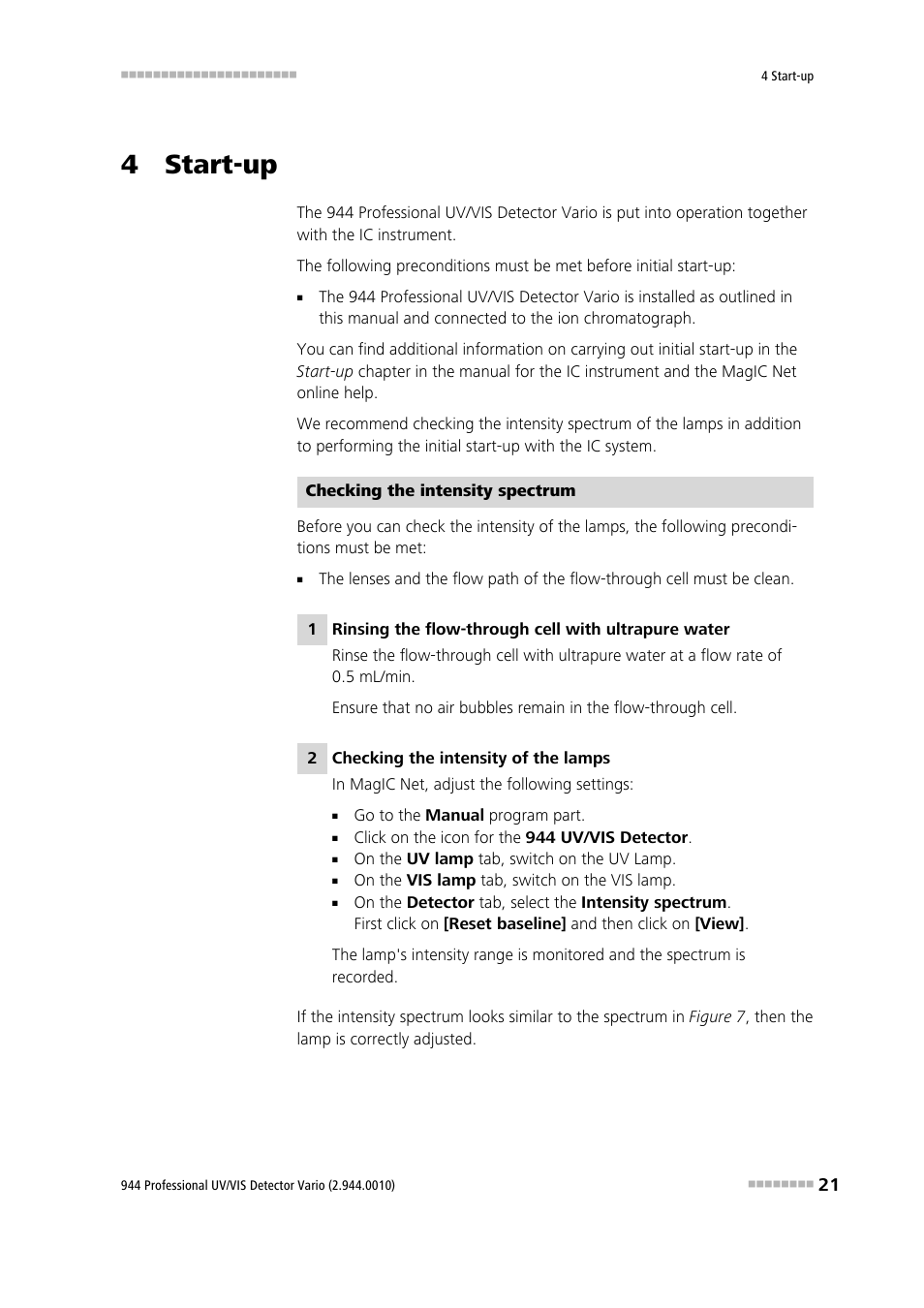 4 start-up | Metrohm 944 Professional UV/VIS Detector Vario User Manual | Page 29 / 52