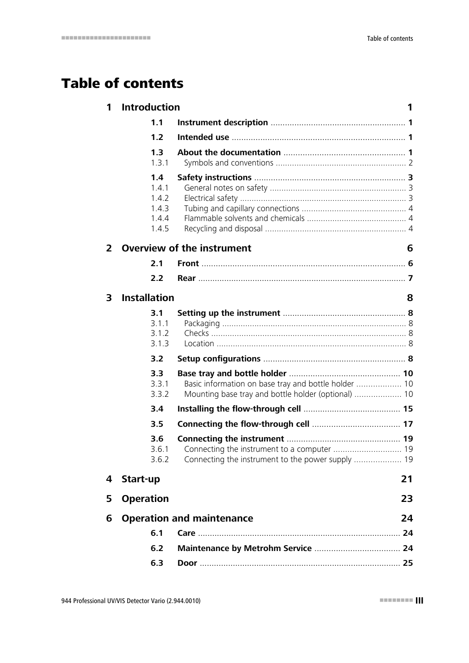 Metrohm 944 Professional UV/VIS Detector Vario User Manual | Page 5 / 52