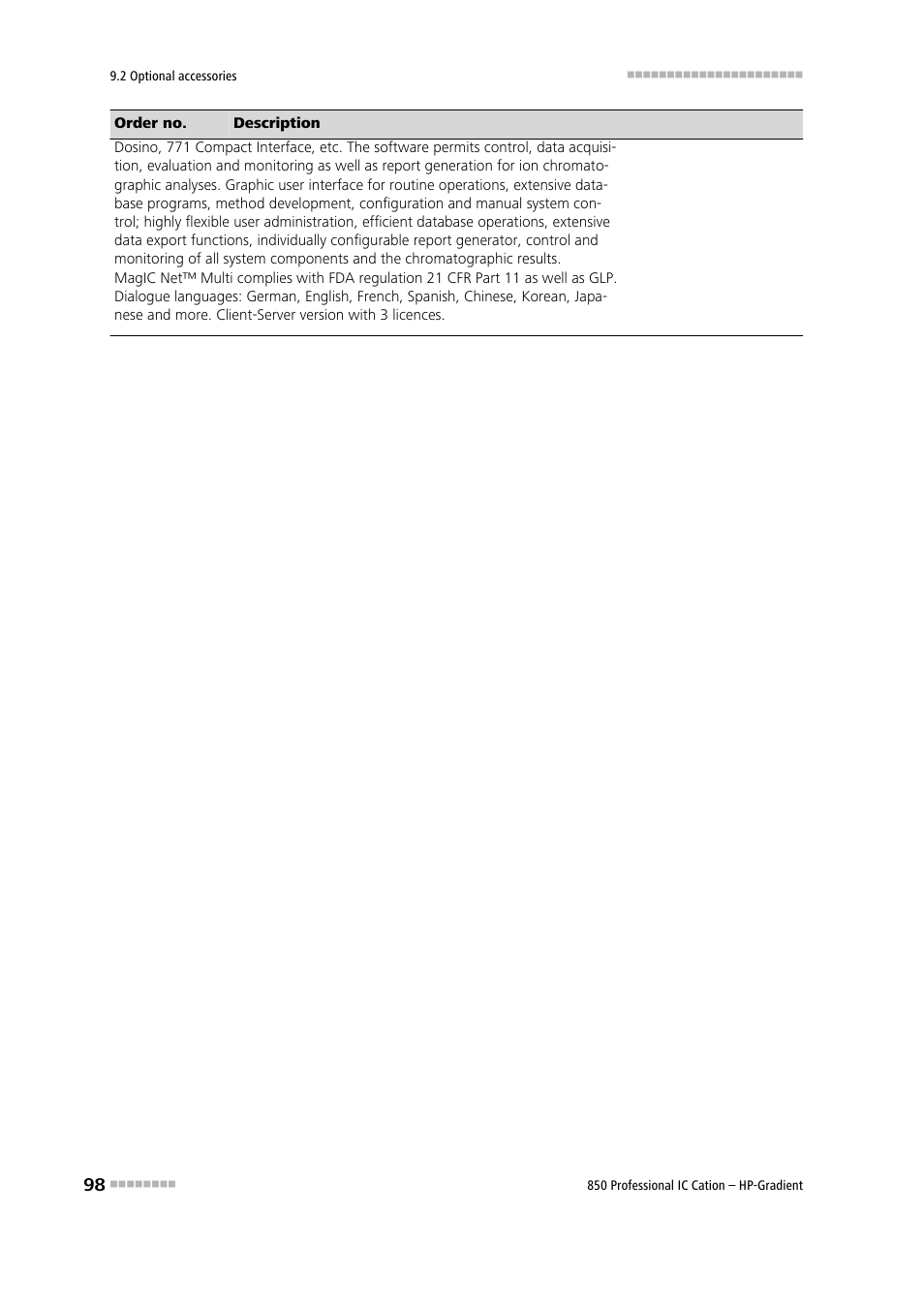 Metrohm 850 Professional IC Cation - Gradient User Manual | Page 106 / 108