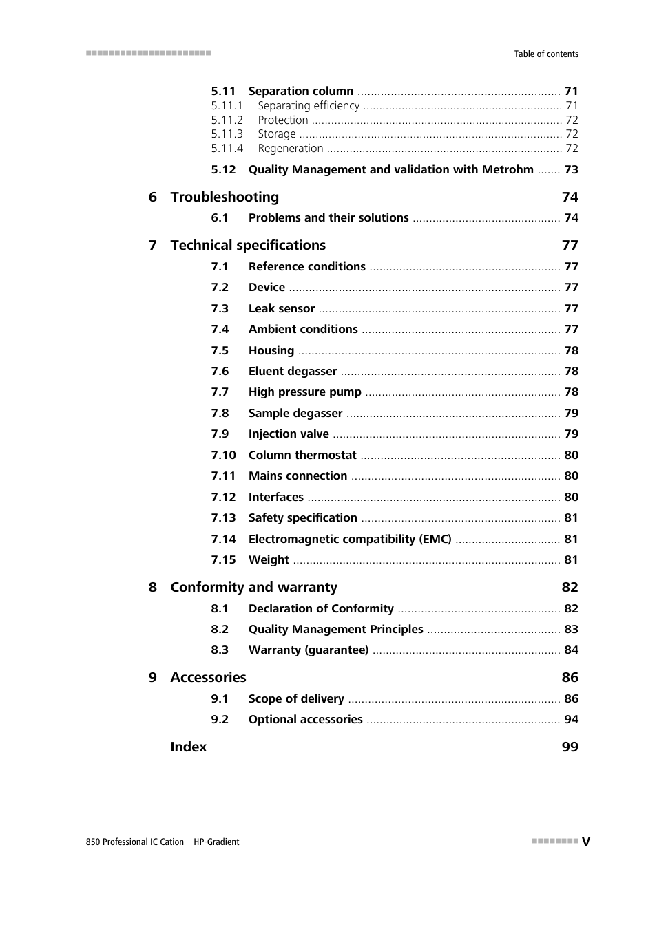Metrohm 850 Professional IC Cation - Gradient User Manual | Page 7 / 108