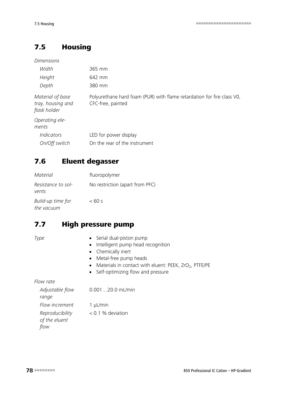 5 housing, 6 eluent degasser, 7 high pressure pump | Housing, Eluent degasser, High pressure pump | Metrohm 850 Professional IC Cation - Gradient User Manual | Page 86 / 108