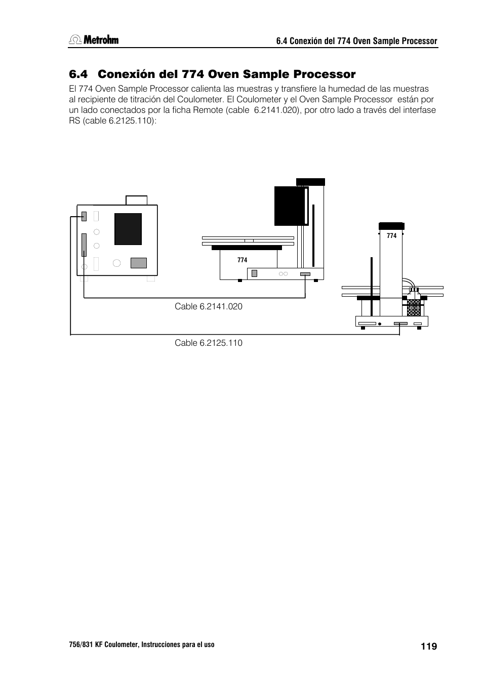 4 conexión del 774 oven sample processor | Metrohm 756 KF Coulometer User Manual | Page 127 / 162