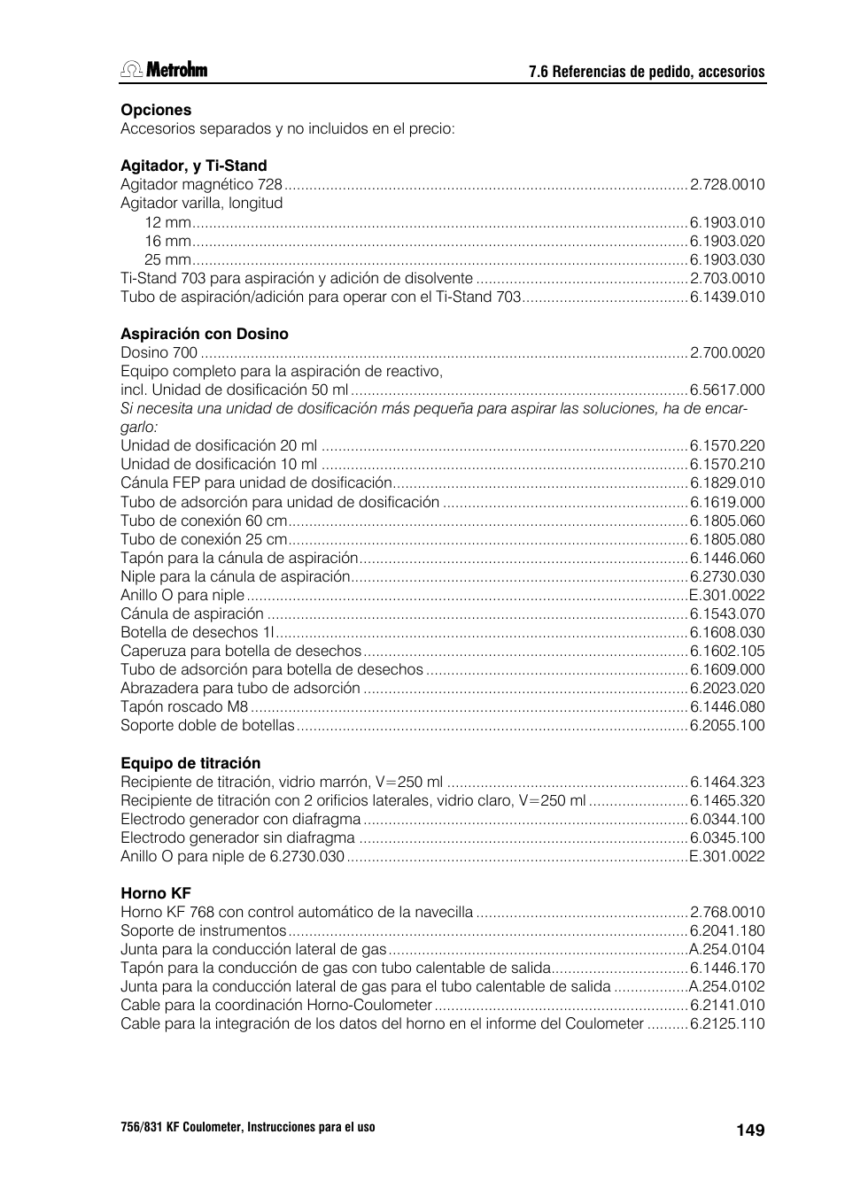 Metrohm 756 KF Coulometer User Manual | Page 157 / 162