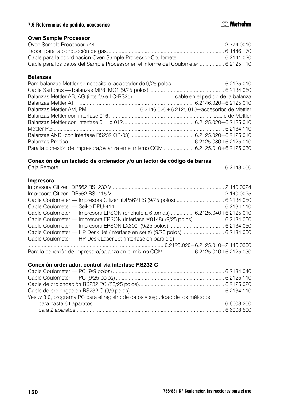 Metrohm 756 KF Coulometer User Manual | Page 158 / 162