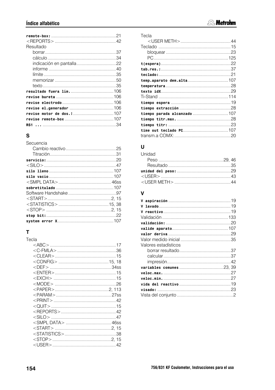 Metrohm 756 KF Coulometer User Manual | Page 162 / 162