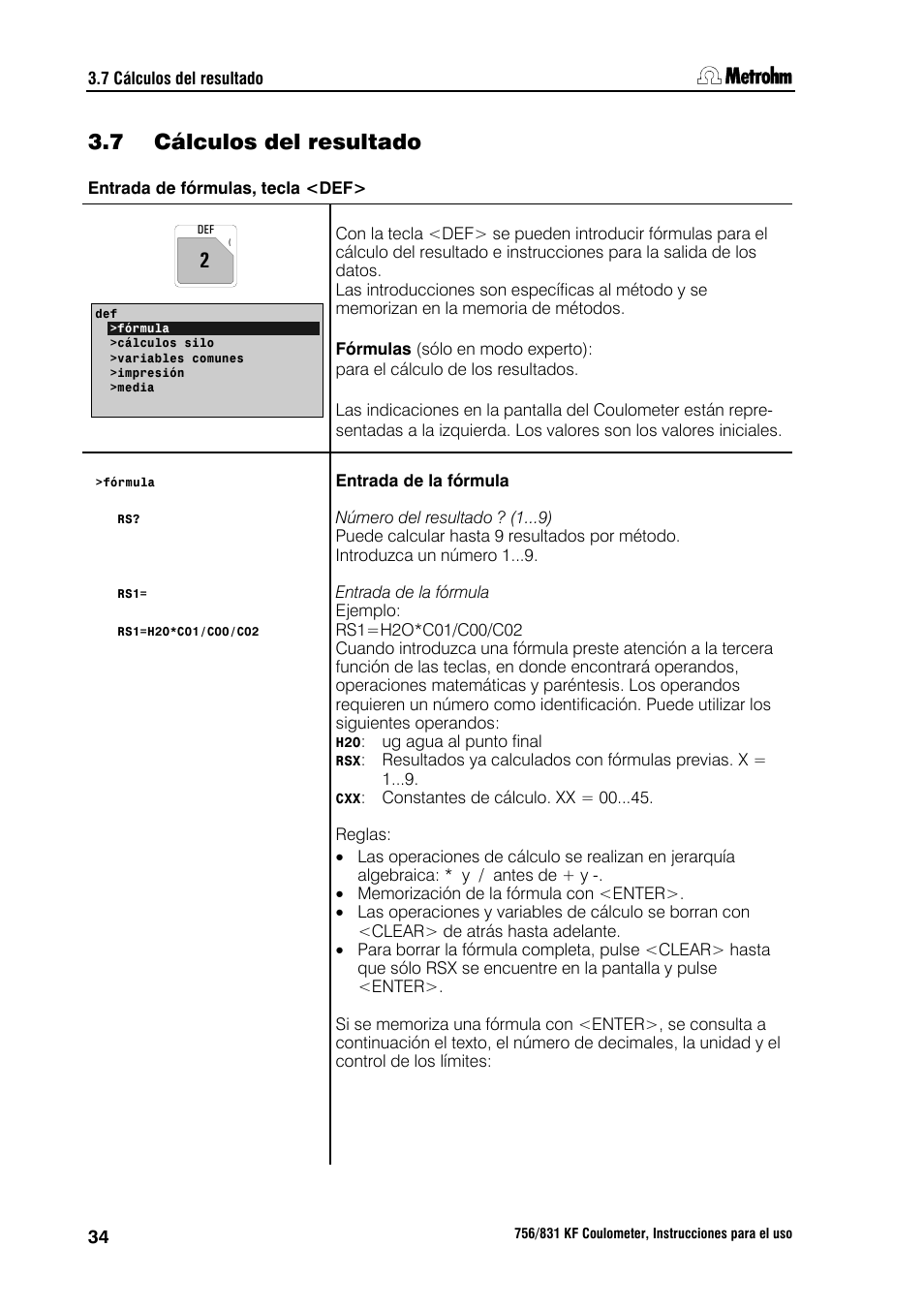 7 cálculos del resultado | Metrohm 756 KF Coulometer User Manual | Page 42 / 162