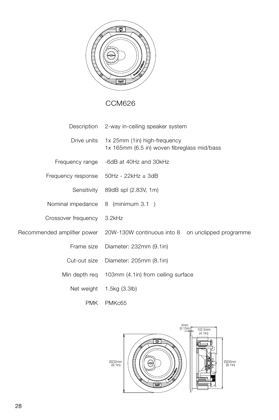 Ccm626 | Bowers & Wilkins CCM626 User Manual | Page 31 / 32