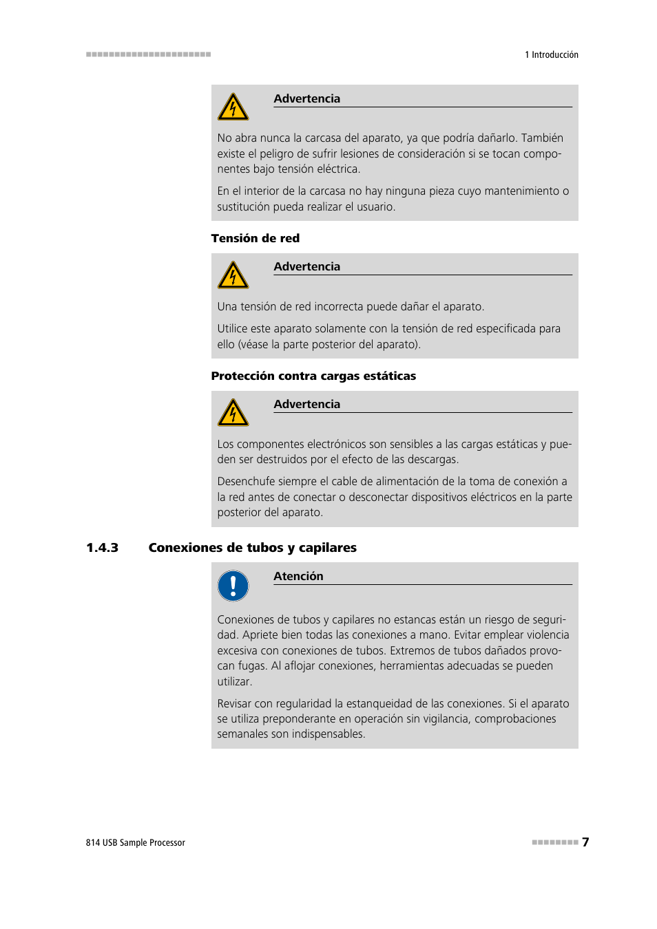 3 conexiones de tubos y capilares, Conexiones de tubos y capilares | Metrohm 814 USB Sample Processor User Manual | Page 15 / 91