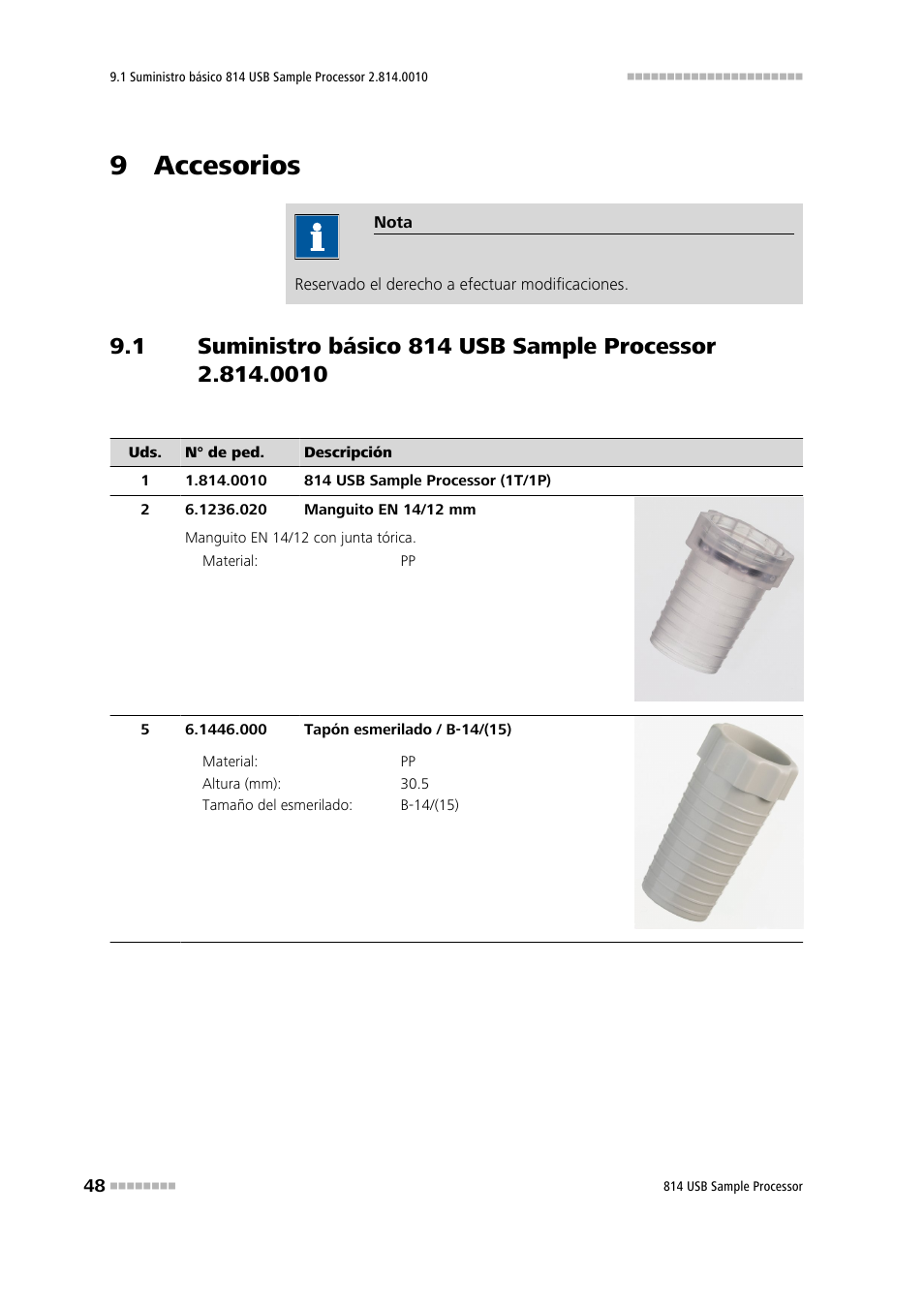 9 accesorios | Metrohm 814 USB Sample Processor User Manual | Page 56 / 91