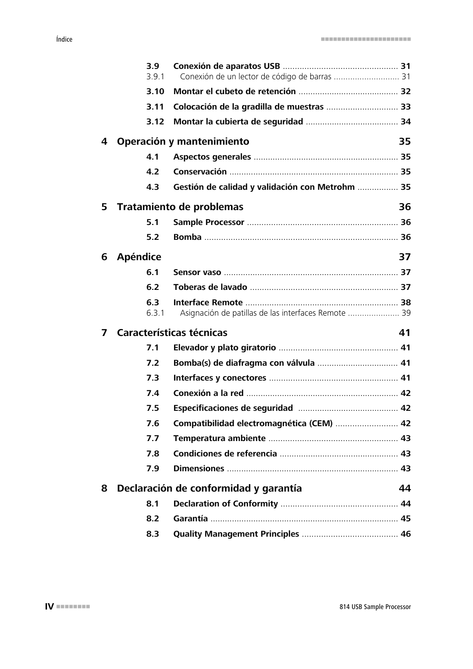 Metrohm 814 USB Sample Processor User Manual | Page 6 / 91